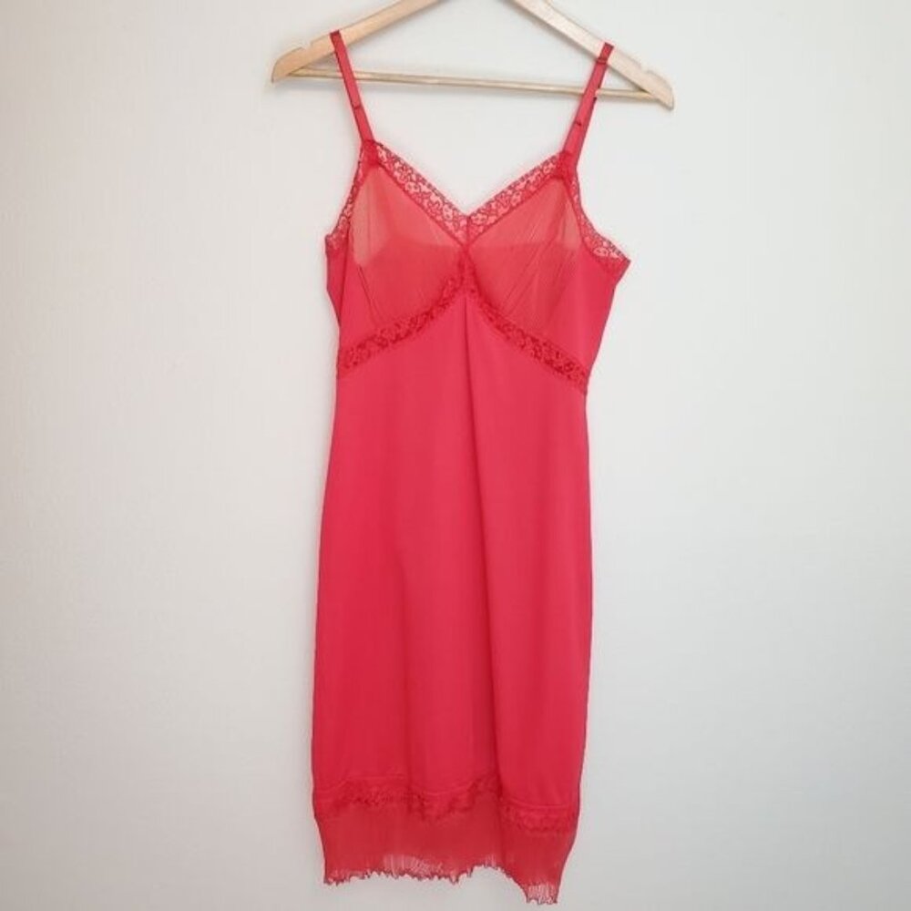 Vintage Vanity Fair nightgown 1950's pleated trim red